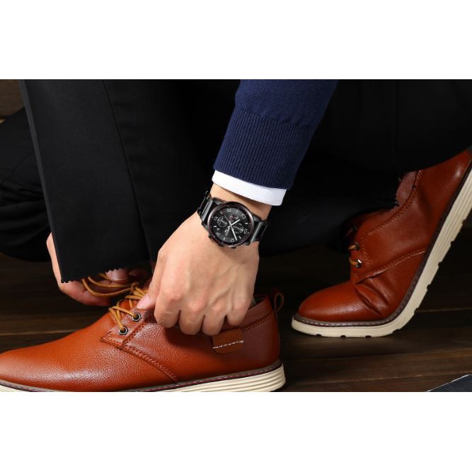 [Tặng vòng tay] Đồng hồ nam NIBOSI chính hãng NI2328.08 Fullbox măt tròn, dây đeo hợp