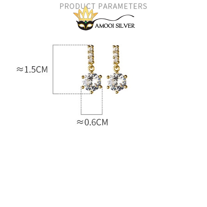 Bông tai bạc S925 6 chấu tòn ten - Amooi Silver AB126