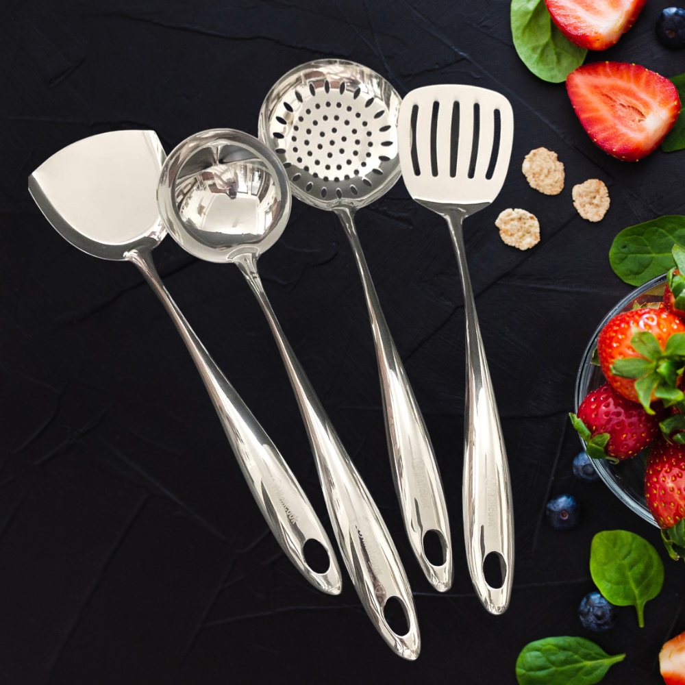Bộ Muôi canh và Xẻng chiên xào Inox Cao Cấp Malicook [XẢ KHO, FREESHIP]