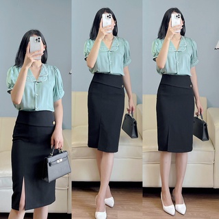 Áo lụa viền cổ ngọc