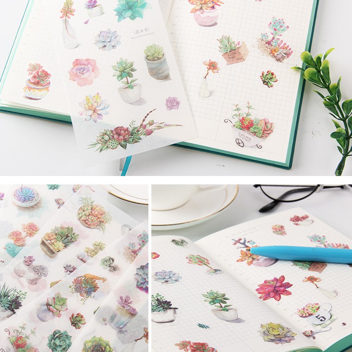 Set 6 tấm sticker giấy washi 16 x 8 cuộc sống hàng ngày