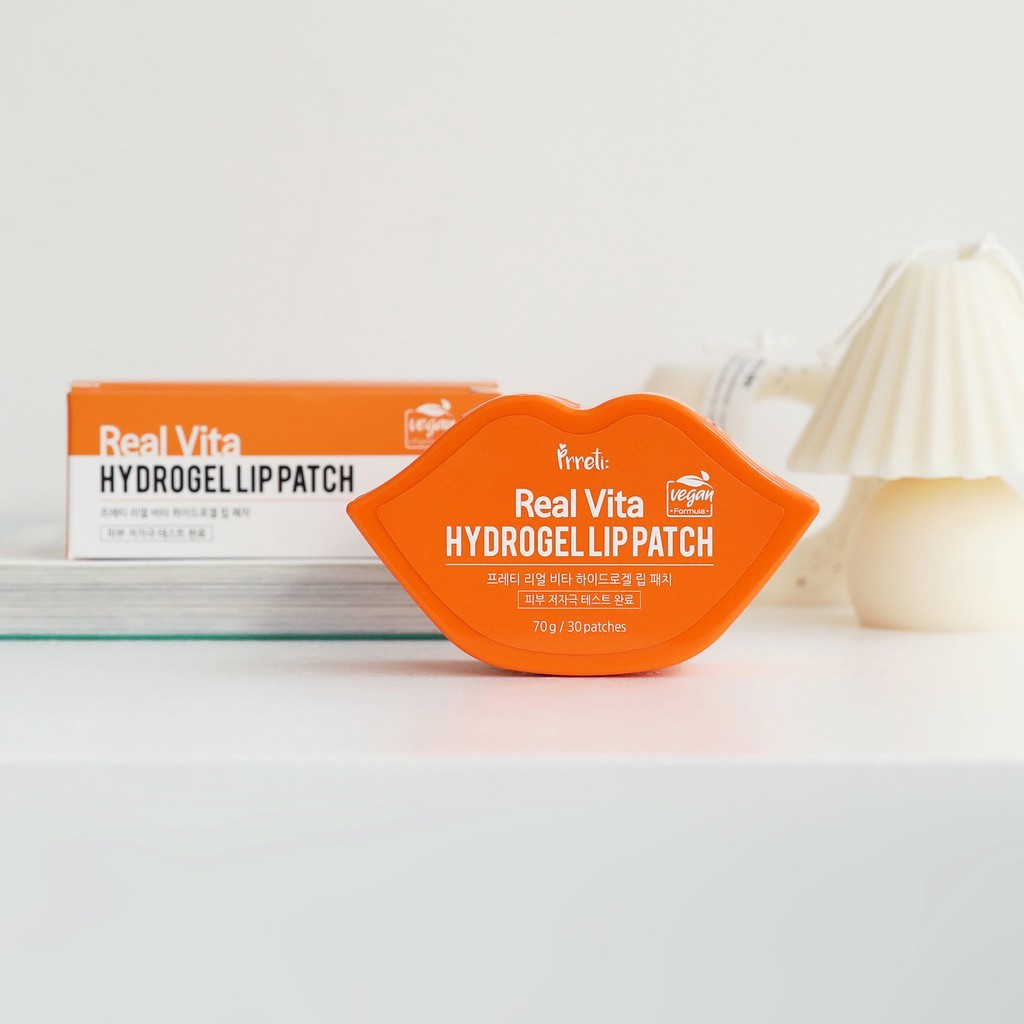 Mặt nạ môi Prreti Real Vita Hydrogel Lip Patch Hàn Quốc hộp 30 miếng Mặt nạ thạch dưỡng ẩm môi khô nứt nẻ