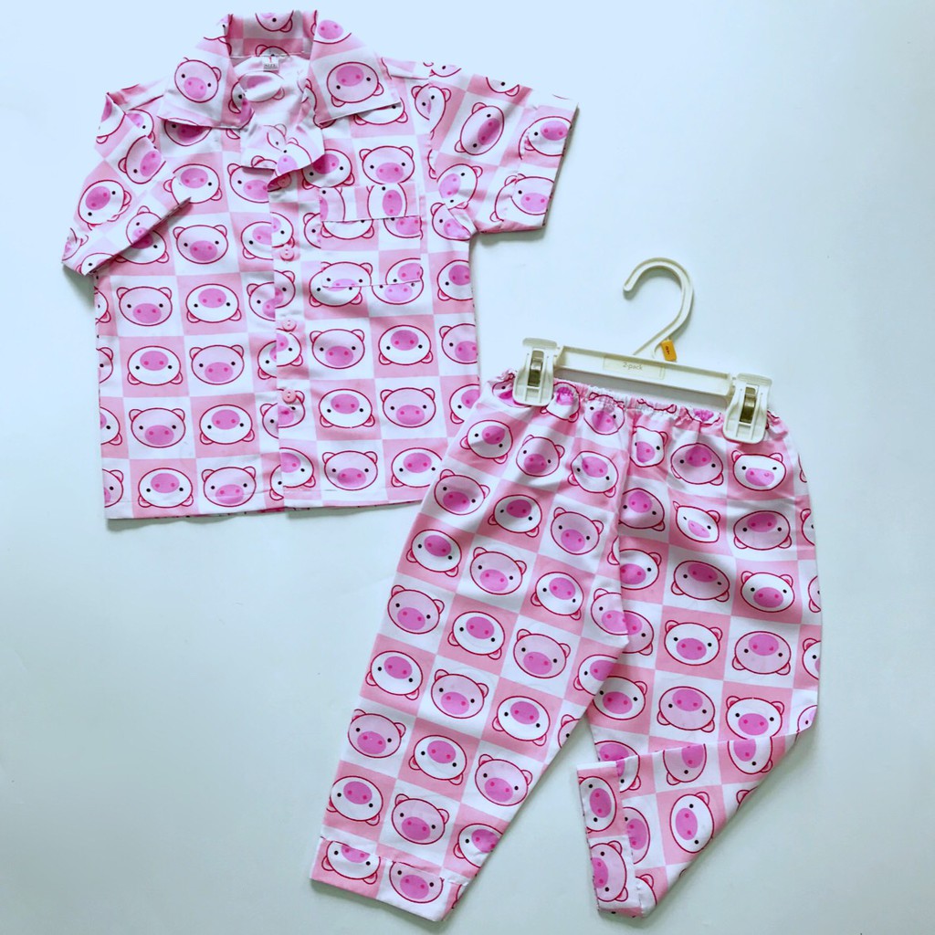 Pijama tay ngắn cho bé vải kate thái size 10-45kg Mẫu thú dễ thương