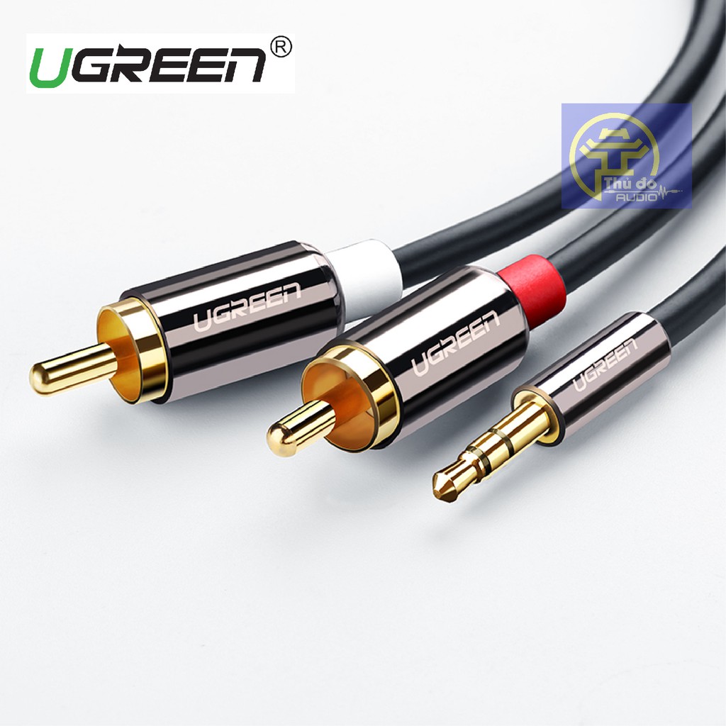 Cáp Audio 3.5mm ra 2 Đầu RCA Hoa Sen UGREEN AV116 cao cấp chiều dài từ 0.5M đến 8M