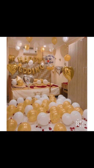 Sét Bóng Trang Trí Phòng Cuói Gồm 60 Bóng nhũ