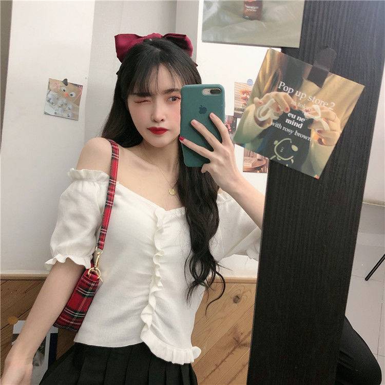 Áo Dệt Kim Tay Ngắn Cổ Chữ V Phong Cách Hàn Quốc Cho Nữ | BigBuy360 - bigbuy360.vn