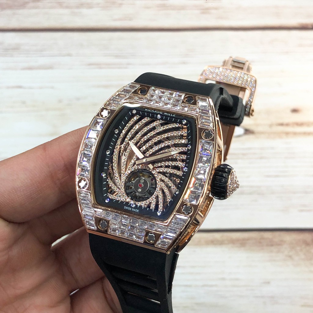 Đồng Hồ Nam Cao Cấp RM Automatic Cơ Lộ Máy Viền Full Đá