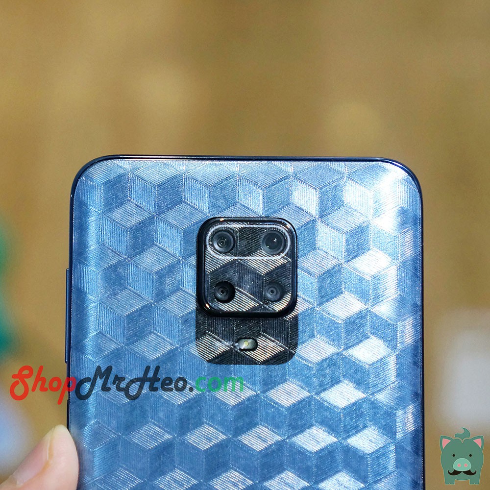 Skin Dán Mặt Sau Lưng Vân 3D Xiaomi Redmi Note 9 - Note 9s - Carbon, Hình Hộp, Nhám, Vân da