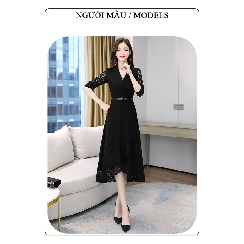 Váy trung niên sang trọng cho mẹ bigsize phong cách Hàn Quốc đuôi cá dáng xòe cao cấp dự tiệc P01 - WB WOMAN &amp; BEAUTY