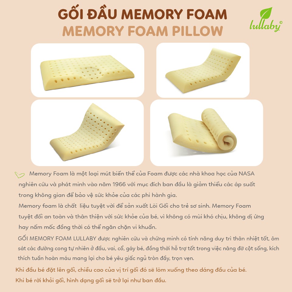 Gối cao su chống bẹp gối chặn Lullaby Memory Foam