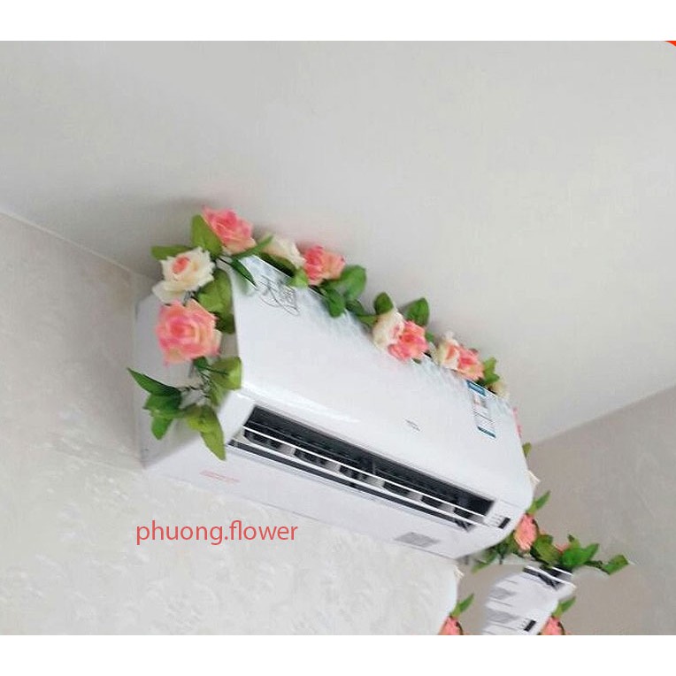 Dây hoa hồng leo giả bằng lụa dài 2.45m 9 bông hoa hồng dùng trang trí tuyệt đẹp