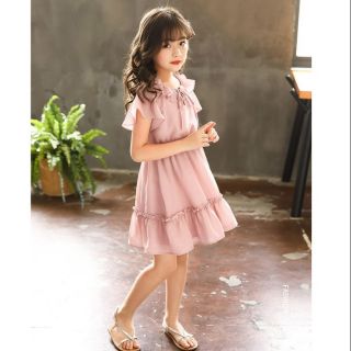 Đầm tiểu thư cao cấp phối bèo - Đầm bé gái