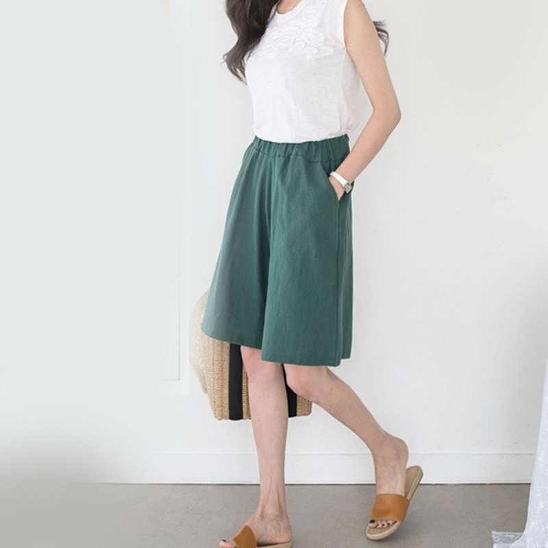 Quần Short Lưng Thun Ống Rộng Thoải Mái Phối Túi Thời Trang Cho Nữ