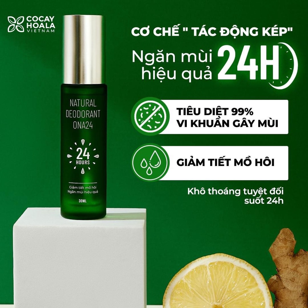 Xịt khử mùi cơ thể ONA24 - Xịt ngăn mùi và mồ hôi dạng phun sương hương nước hoa Cỏ Cây Hoa Lá 30ml