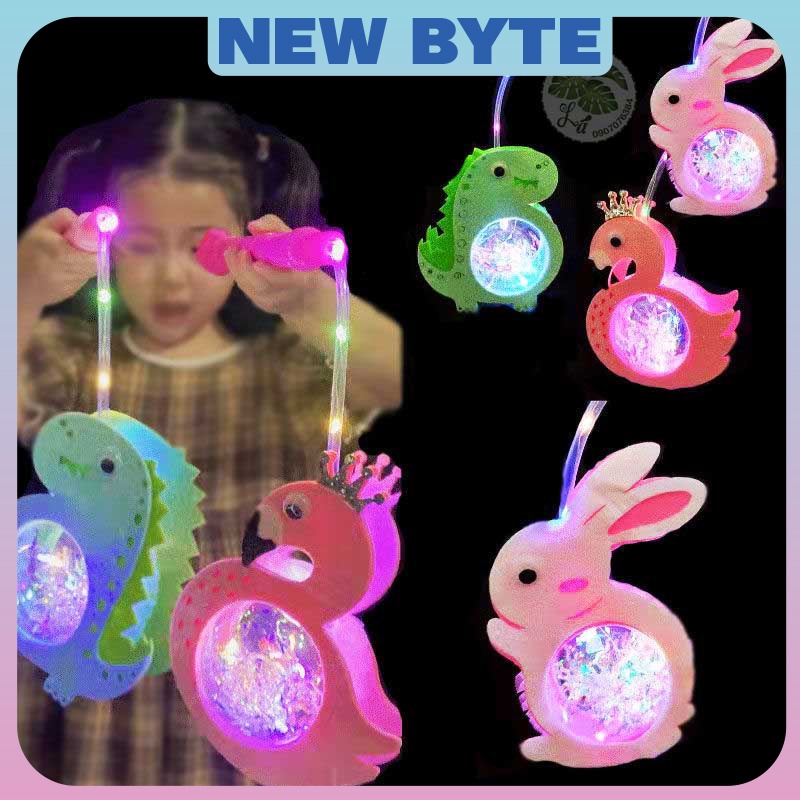 Đèn lồng trung thu hình thú phát sáng cho bé, lồng đèn tết trung thu treo trang trí hình con vật lắp pin điện con thỏ