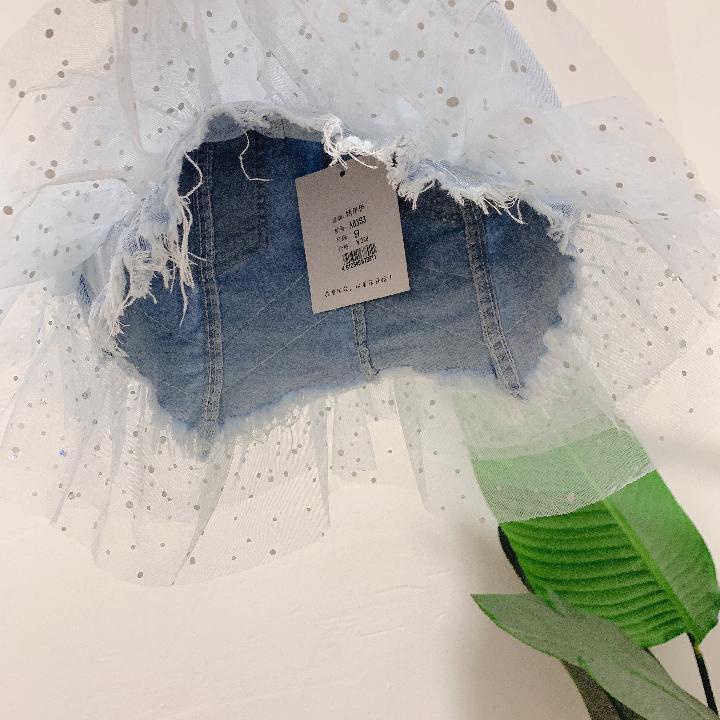 Chân váy jean Phối Lưới Xinh Xắn Dành Cho Bé Gái