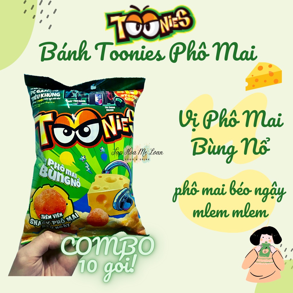 Bánh Snack Bim Bim Toonies Choco/Phô Mai/Cay/Gà Rán Giòn