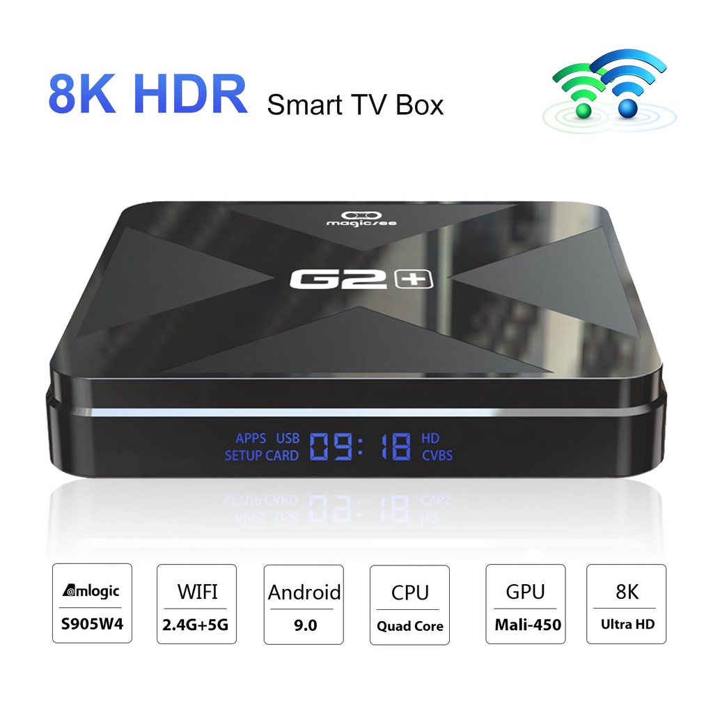 Android Tivi Box Magicsee G2+ - TV Box Ram 2GB - Rom 16G Android 9, Chip Amlogic S905W4 - Bảo hành 1 năm