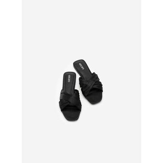 Vascara Dép Đế Bệt Quai Đan Chéo Xếp Ly - DXP 0162 - Màu Đen