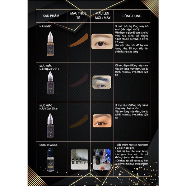 Mực Phun xăm thẩm mỹ Light 5ml / 10ml - Mực Light Yumi phun môi mày mí cao cấp - Dòng mực xăm an toàn
