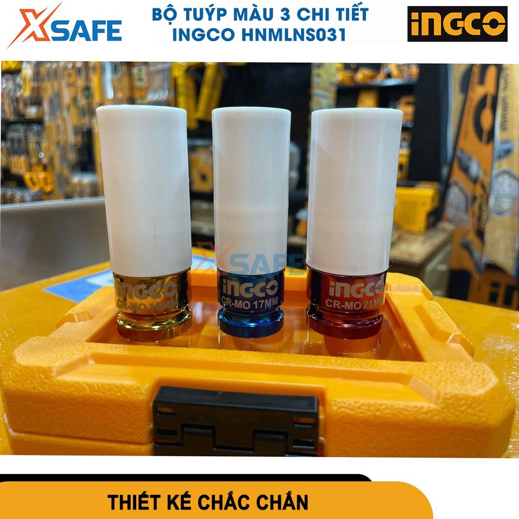 Bộ 3 đầu tuýp 1/2'' INGCO HNMLNS031 chất liệu thép Cr-Mo, kích thước: 17-19-21mm - chính hãng