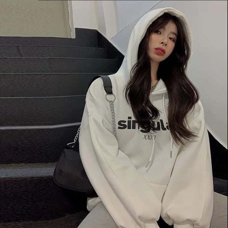 Hoodie singular lót bông dày dặn from rộng