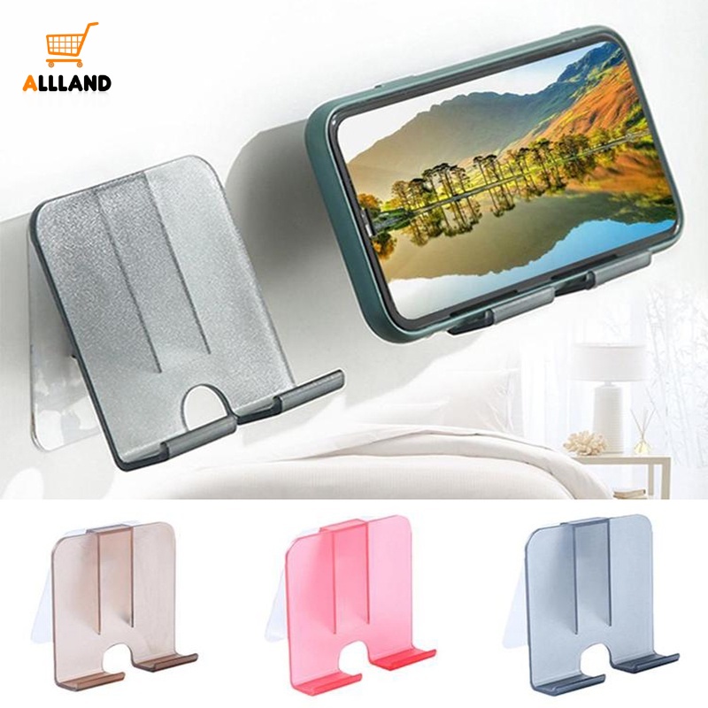 Giá Đỡ Điện Thoại Gắn Tường Bằng Nhựa ABS Trong Suốt 3 Màu Không Để Lại Dấu Vết