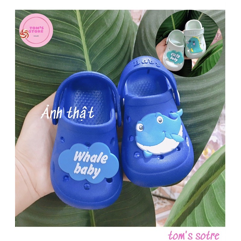 dép sục quai hậu whale baby chất liệu nhựa PVC chống trơn trượt cho bé trai bé gái