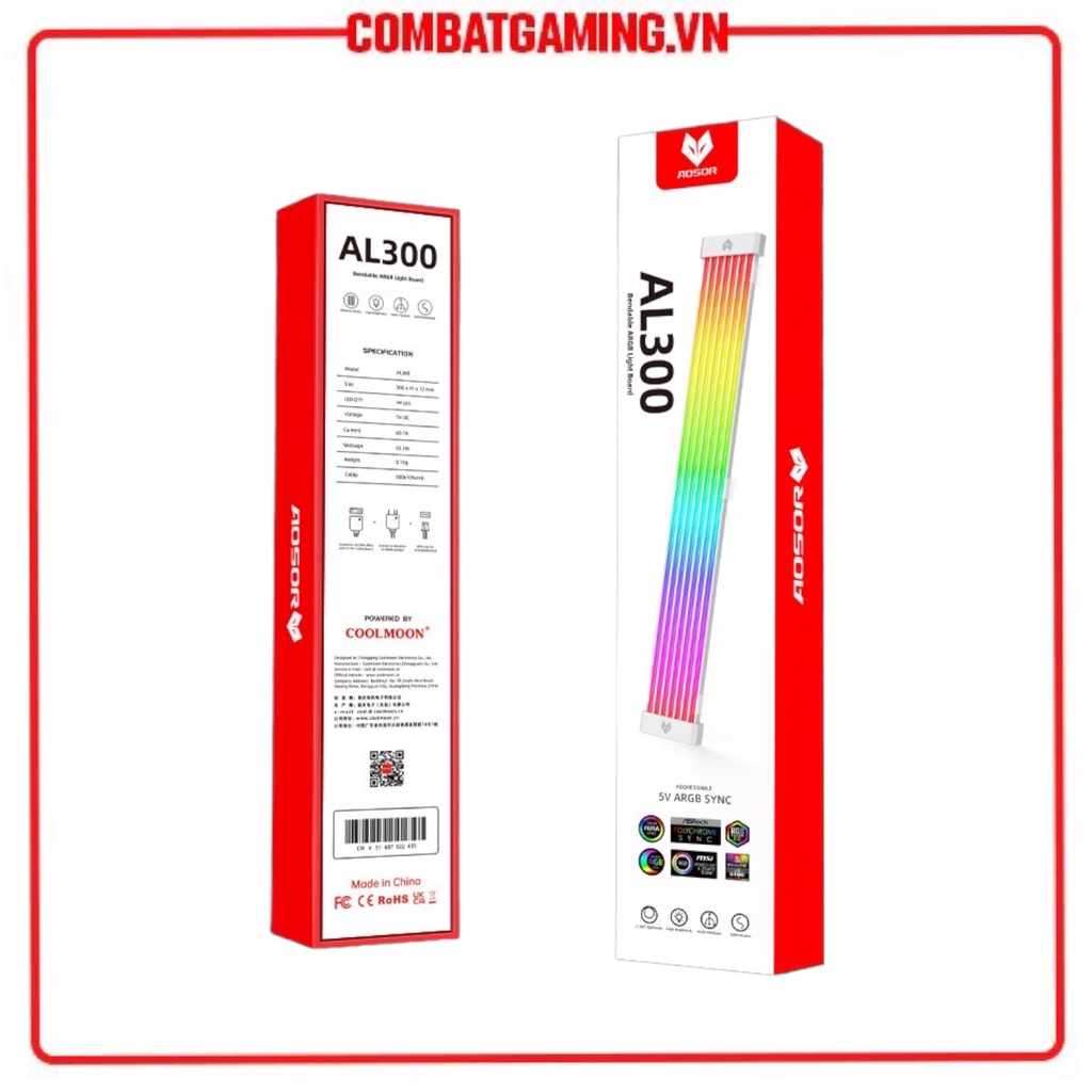 Phụ Kiện Cover Led 5v ARGB Neon Aosor AL300 Cho Dây 24p 8p Mainboard Và VGA Trang Trí Máy Tính
