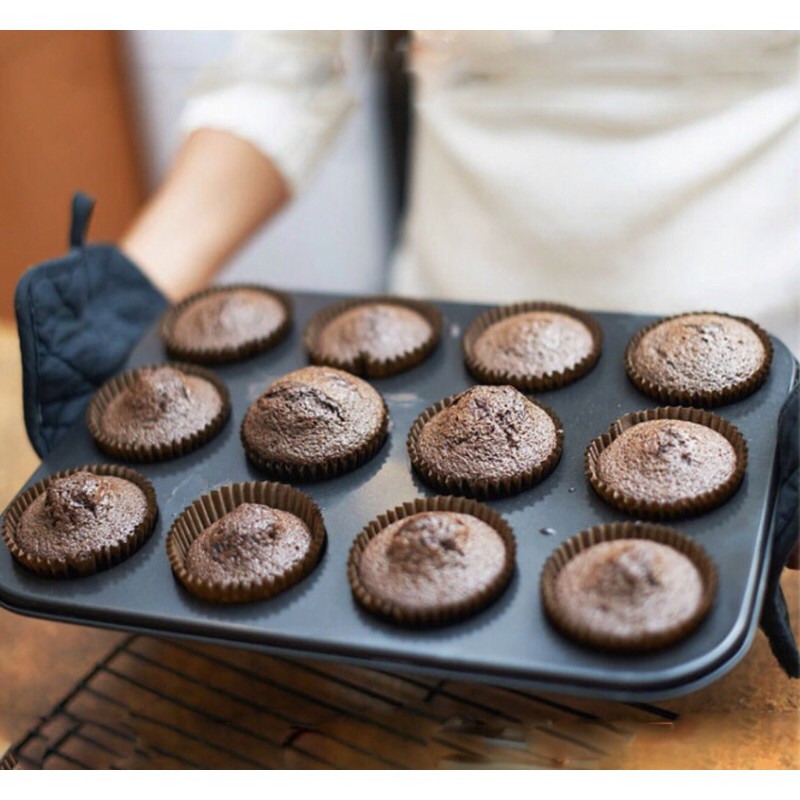 Bộ 2 Khuôn Nướng Bánh Cupcake 6 ô Và 12 ô Chống Dính