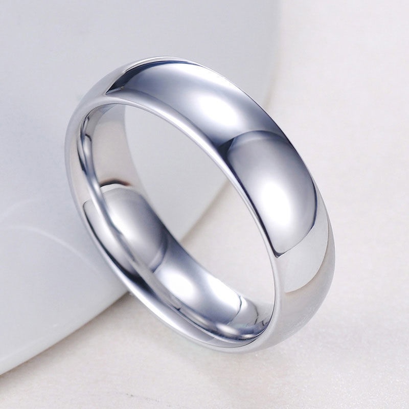 1 nhẫn thép không gỉ mạ vàng/bạc 6mm thời trang