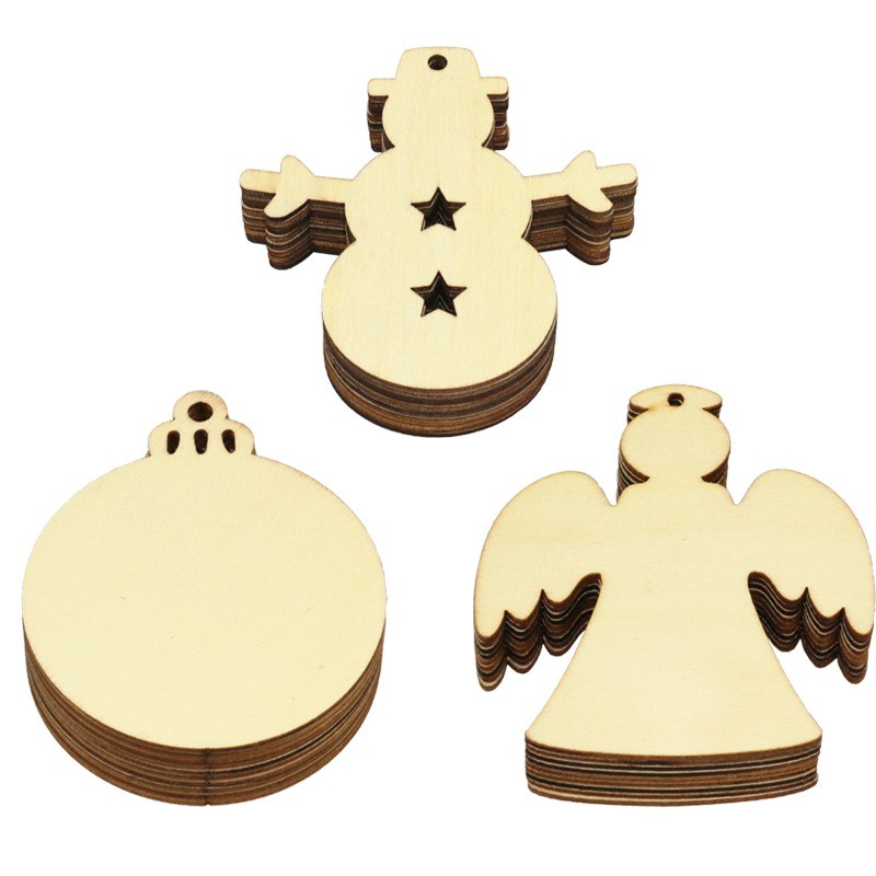 Set 10 Miếng Gỗ Handmade Trang Trí Cây Thông Noel - Trang Trí Giáng Sinh