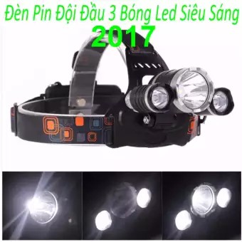 ✔️✔️ Đèn Pin Đội Đầu 3 Bóng Led T6- Siêu Sáng, Kèm 2 Pin, Kèm Sạc