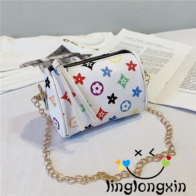 Túi Đeo Chéo Da Giả In Hoa Xinh Xắn Cho Bé Gái