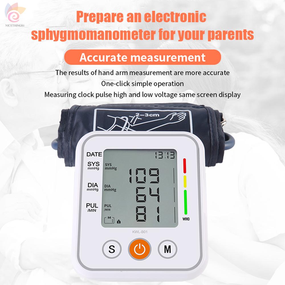 ET Blood Pressure Monitor Upper Arm Digital LCD Screen Electronic Sphygmomanometer Home Automatic Intelligent Arm-Cuff Sphygmomanometer Blood Pressure Meter