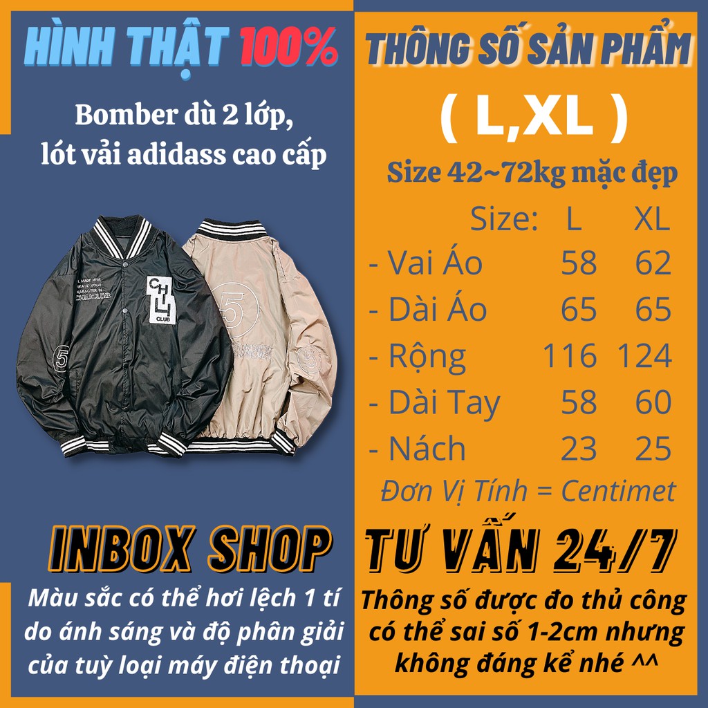 Áo khoác bomber nam nữ dù quảng châu 2 lớp form rộng unisex chất gió xịn thêu CHILL 5 - FUXXI 2262