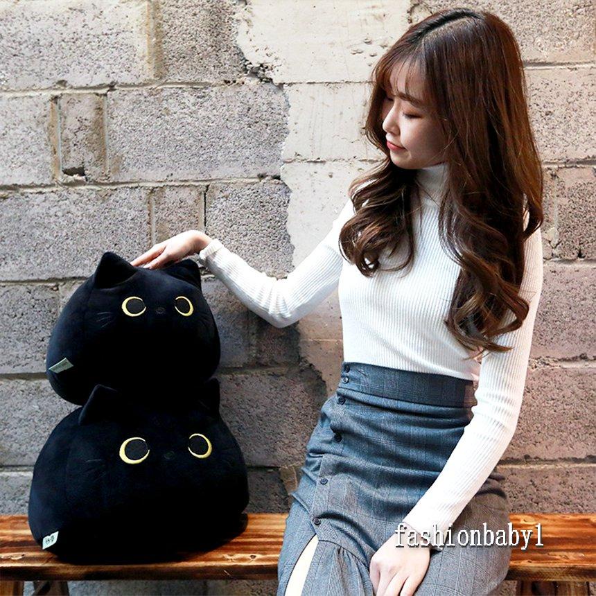 Búp bê nhồi bông hình chú mèo đen mềm mại đáng yêu