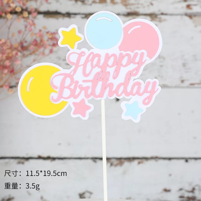 Thẻ Giấy In Chữ Happy Birthday Nhiều Màu Trang Trí Bánh Kem Sinh Nhật