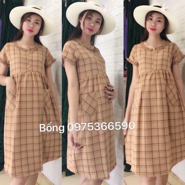 Váy bầu kẻ xinh