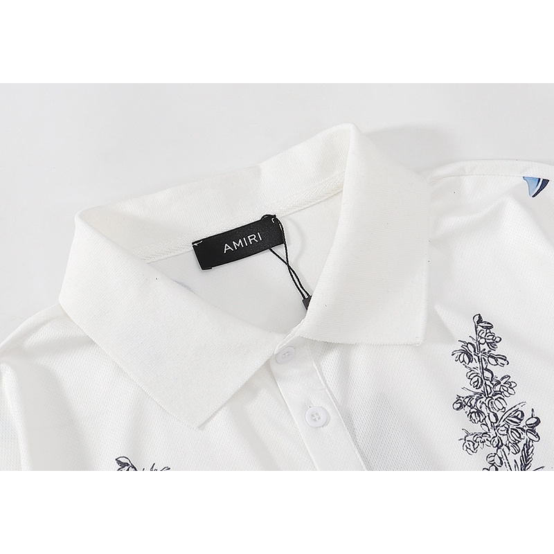 Amiri Áo Thun Polo In Hoa Giản Dị Hợp Thời Trang