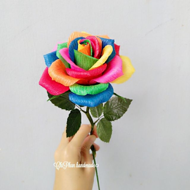 Hoa hồng 7 màu handmade