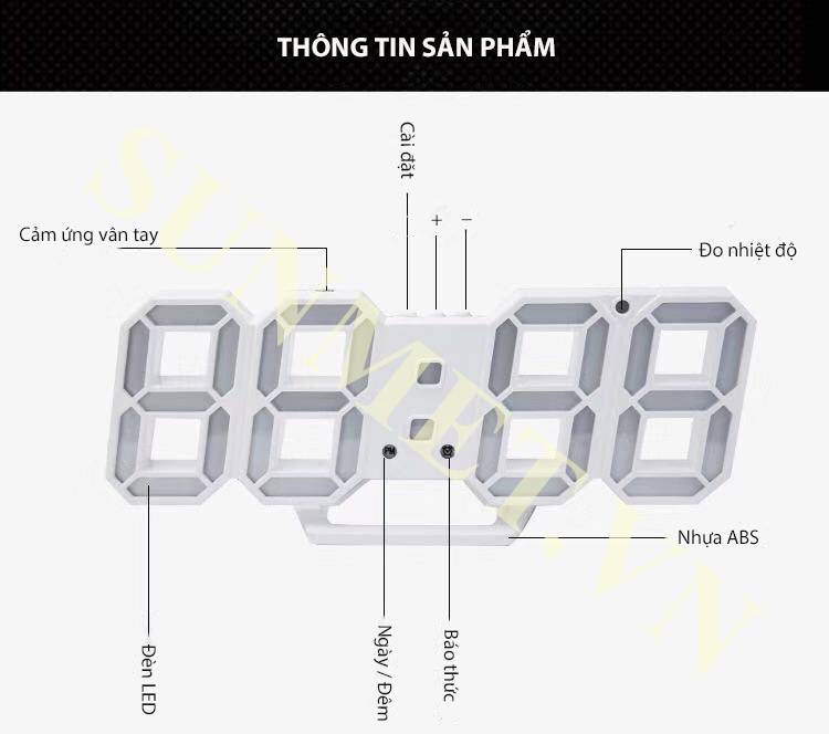 [ Hàng Chính Hãng ] Đồng hồ đèn led hiển thị nhiệt độ, ngày phong cách hiện đại thông minh