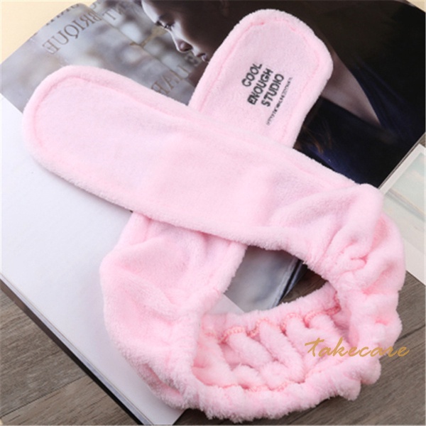 Băng đô lông nhung quấn đầu có viền dây thép tự điều chỉnh tiện lợi cho nữ khi tắm / rửa mặt / trang điểm