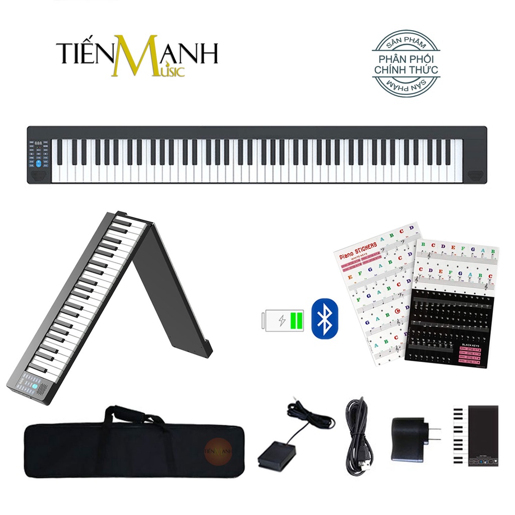 Đàn Piano Điện Konix PJ88B - 88 Phím Cảm Ứng Lực Có Loa PJ88 (Pin sạc, Bluetooth, Pedal)