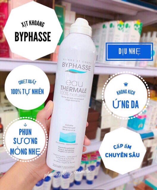 🎉 Xịt Khoáng Byphasse Eau Thermale - Chiết Xuất từ Thiên Nhiên Nguồn Nước Suối Nóng Pháp