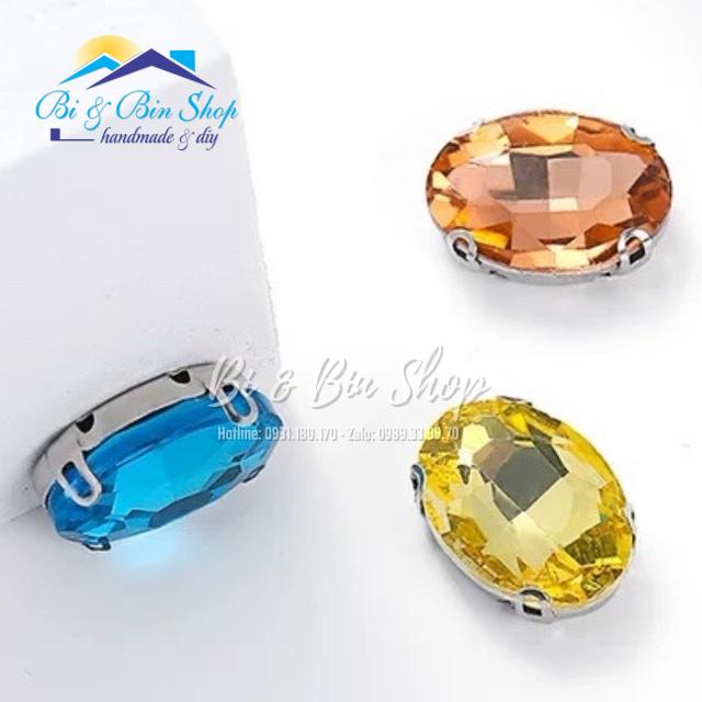 10 Viên Đá Đế Oval 13x18mm Pha Lê Đính Kết Trang Phục Thời Trang, Trang Trí Vương Miện - Bi &amp; Bin Shop