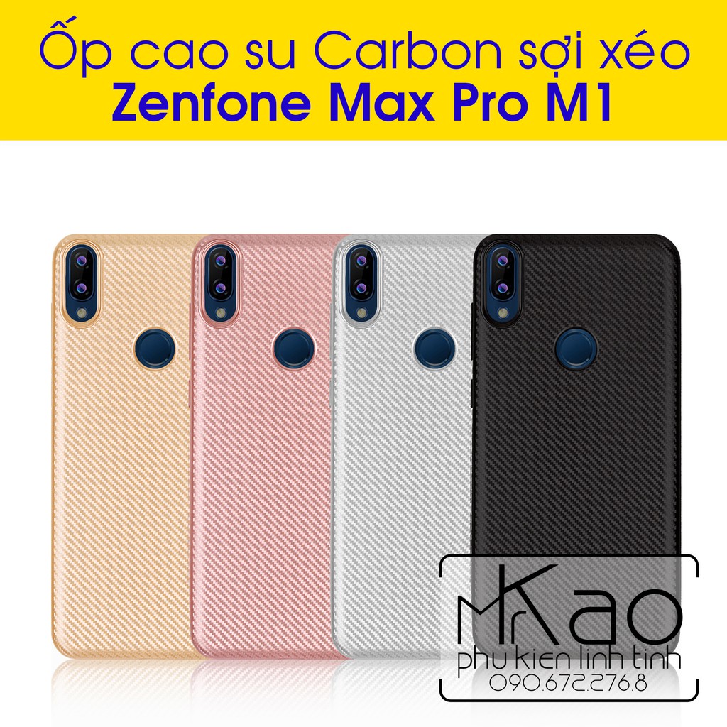 Zenfone Max Pro M1 - Ốp viền cao su Carbon sợi xéo
