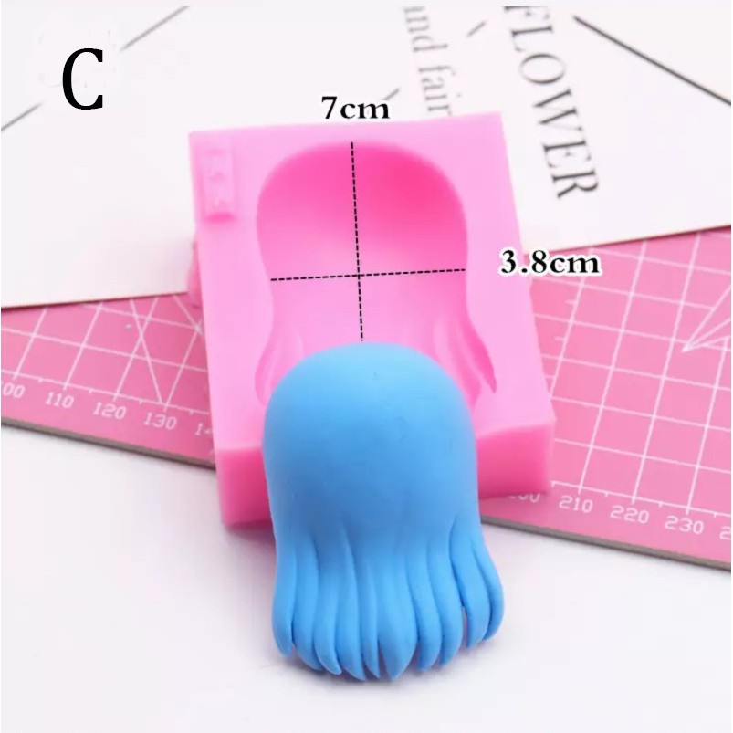 Khuôn silicone dẻo nặn tóc hair mold tượng búp bê chibi nendoroid