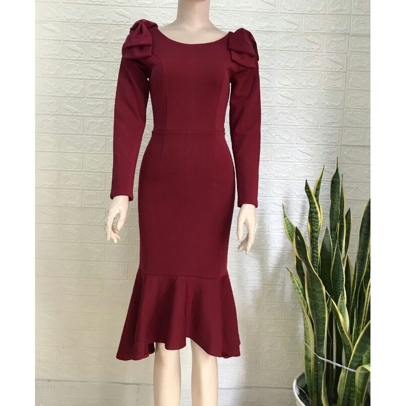 ĐẦM THU ĐÔNG VÁY THU ĐÔNG ĐUÔI CÁ NƠ VAI | BigBuy360 - bigbuy360.vn