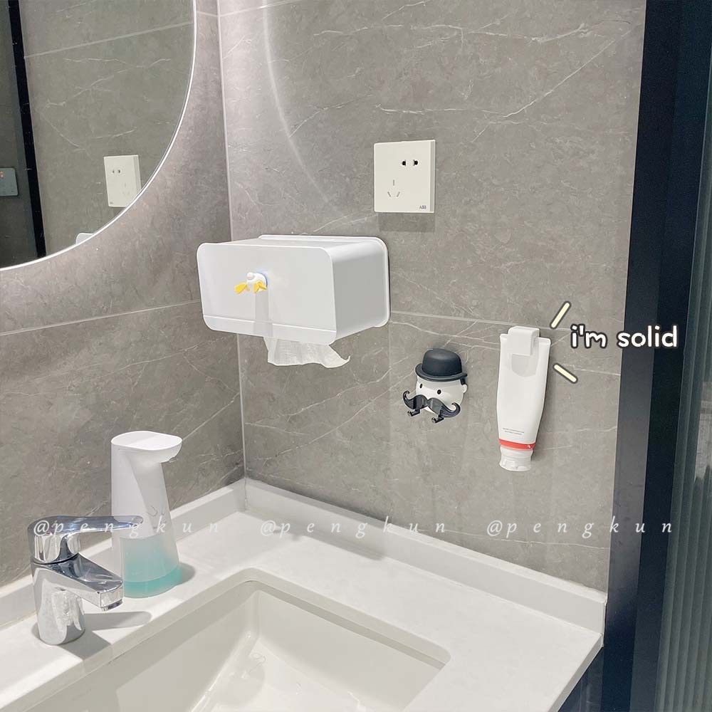 Giá đựng kem đánh răng đơn giản kiểu Nhật, giá treo kem đánh răng treo tường không lỗ vắt sữa rửa mặt, kẹp giữ tường toilet nhà tắm, giá treo Magic stick hút tường